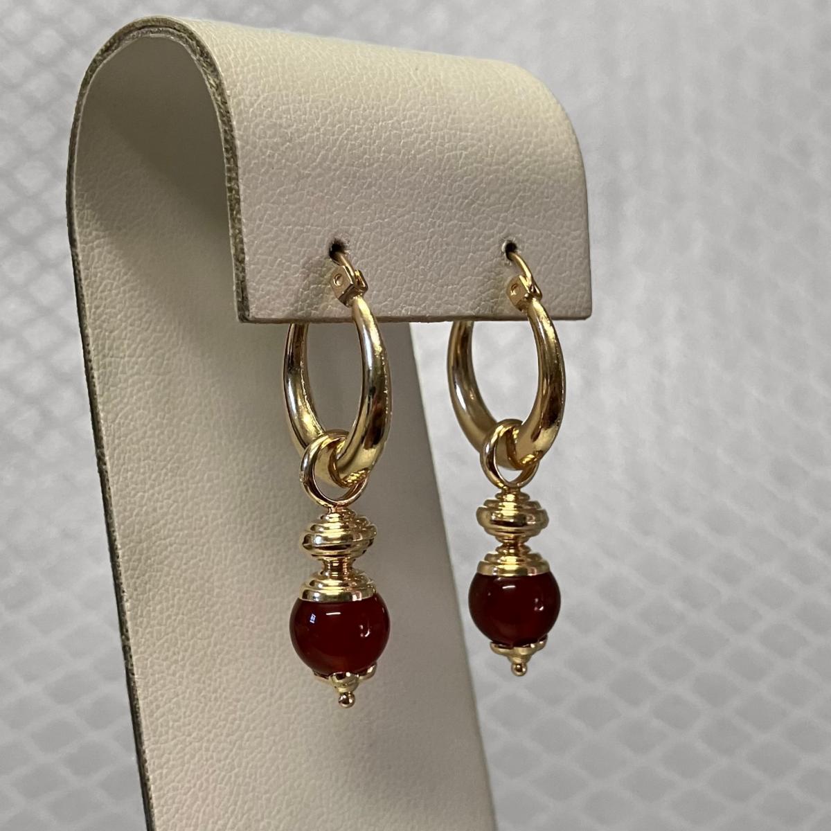 Preowned Yellow Gold and Carnelian Drop Earrings