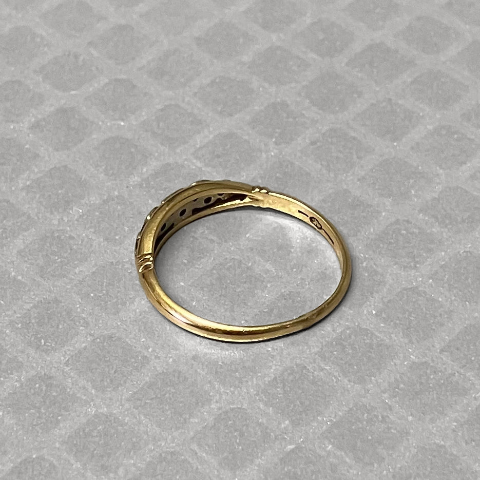 Preowned Yellow and White Gold Single Cut Diamond Ring