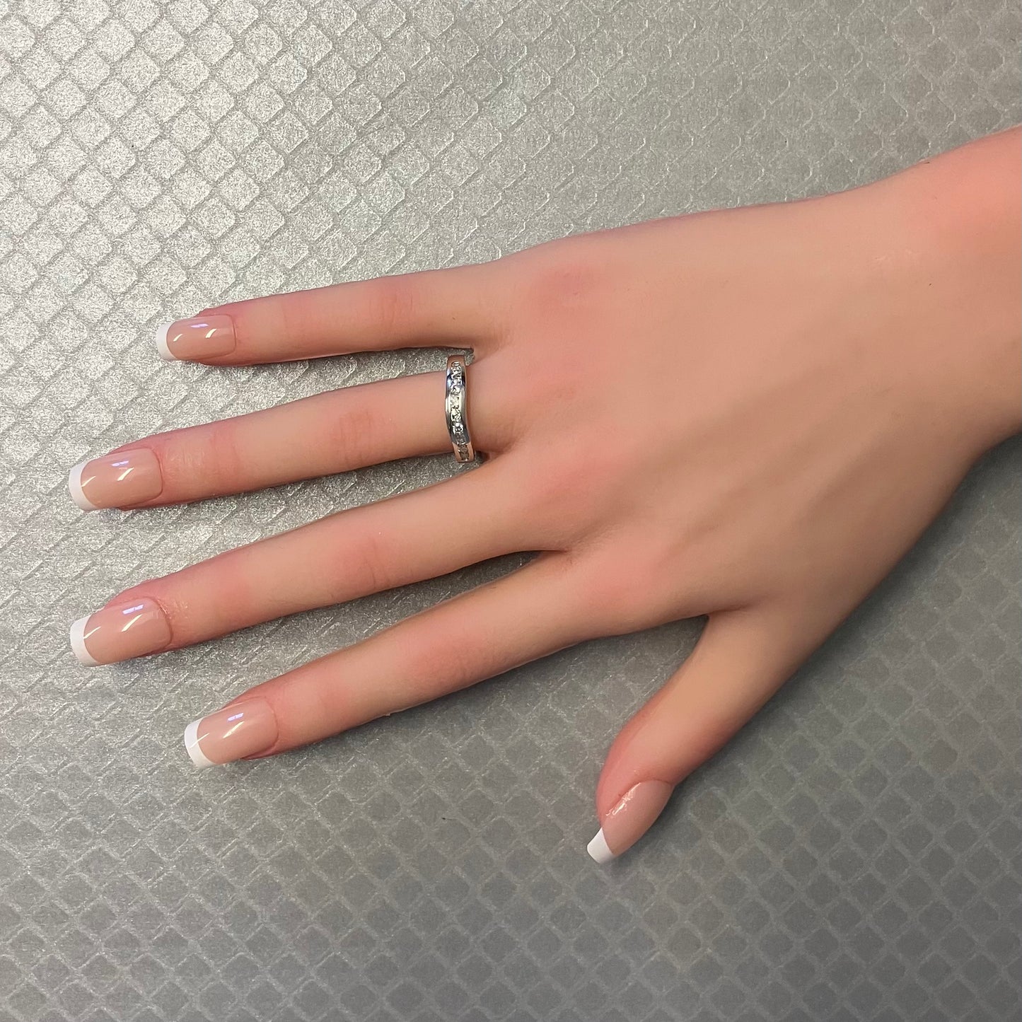 Preowned White Gold and Diamond Curved Ring