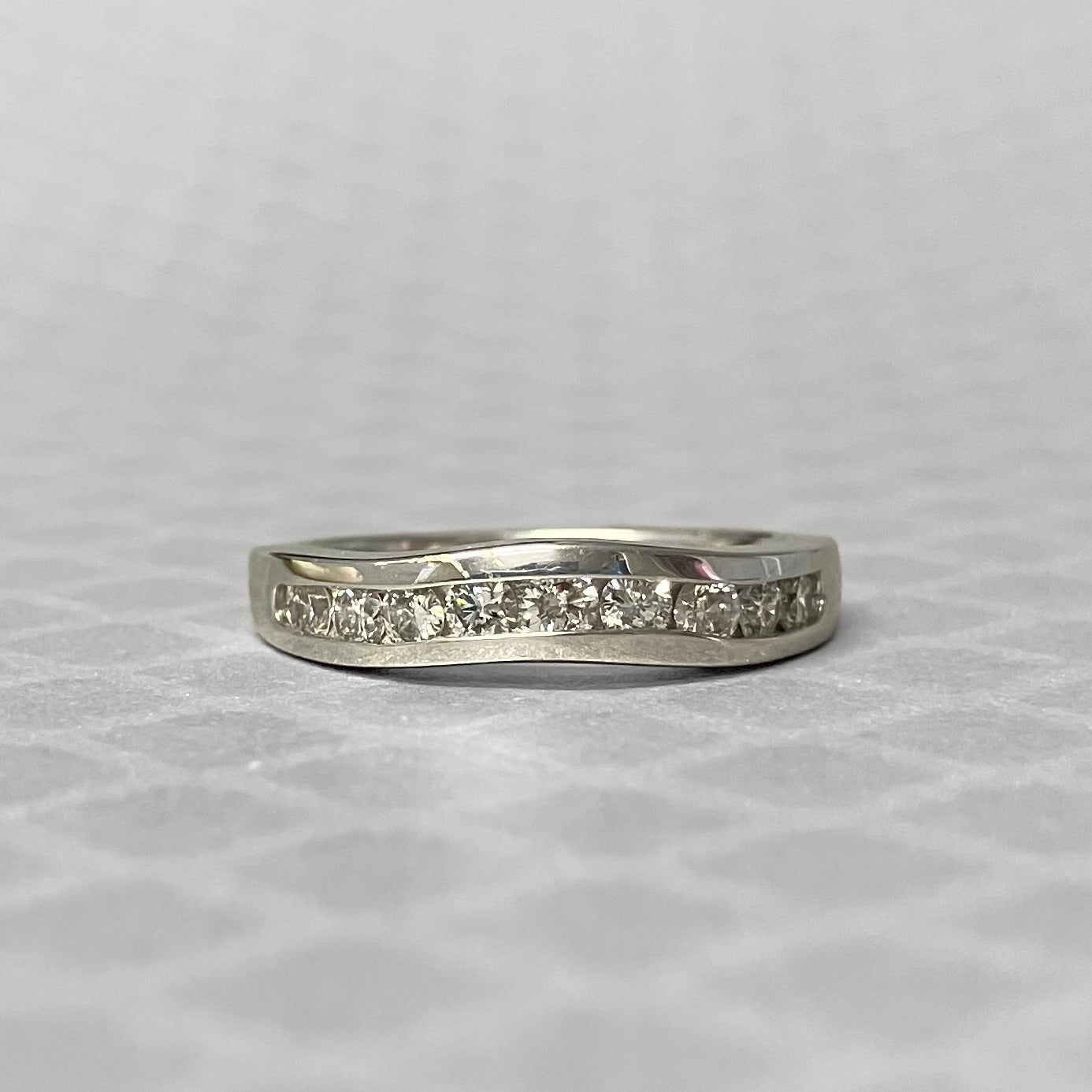 Preowned White Gold and Diamond Curved Ring