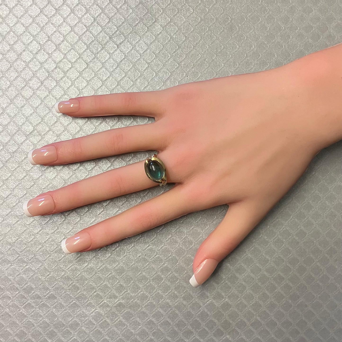 Preowned Yellow Gold Indicolite Tourmaline and Diamond Ring