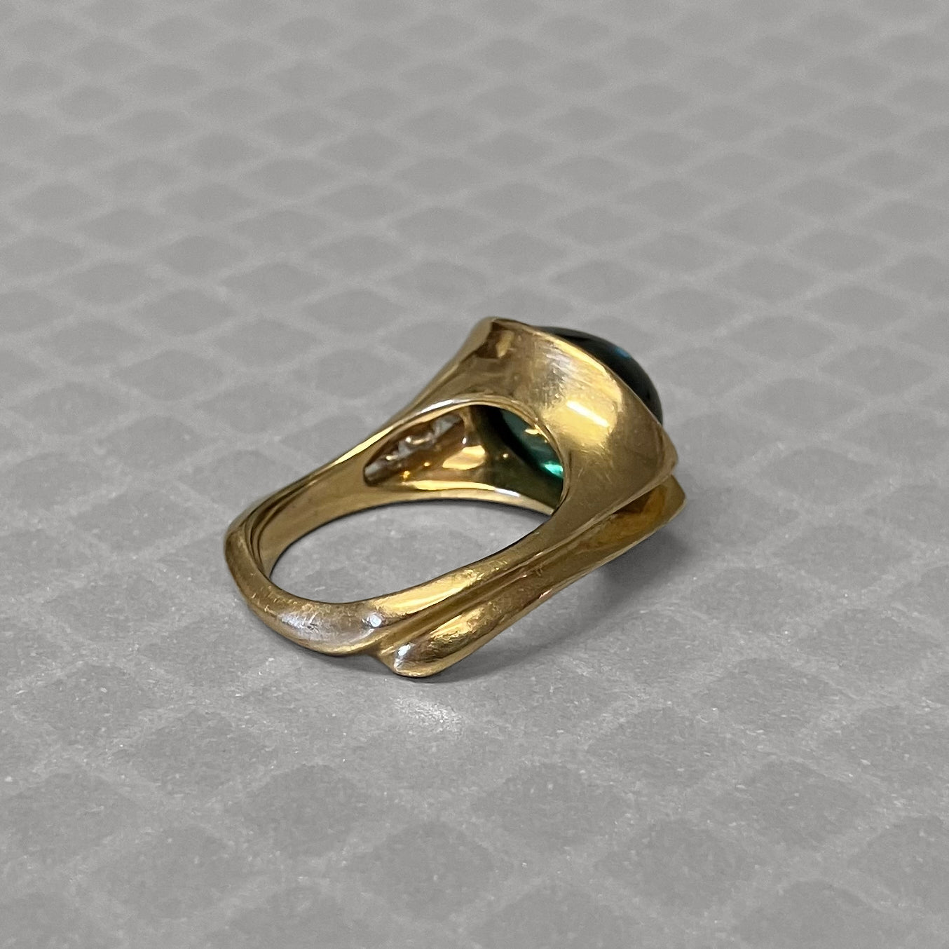 Preowned Yellow Gold Indicolite Tourmaline and Diamond Ring
