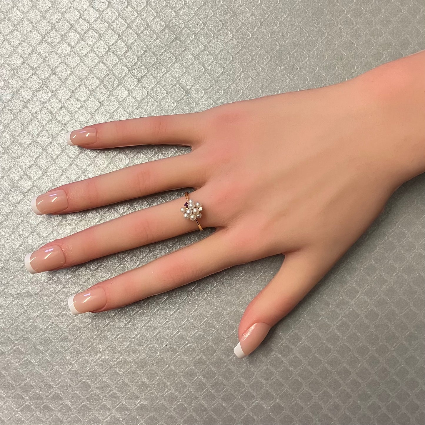 Preowned Yellow Gold Pearl, Ruby and Diamond Ring