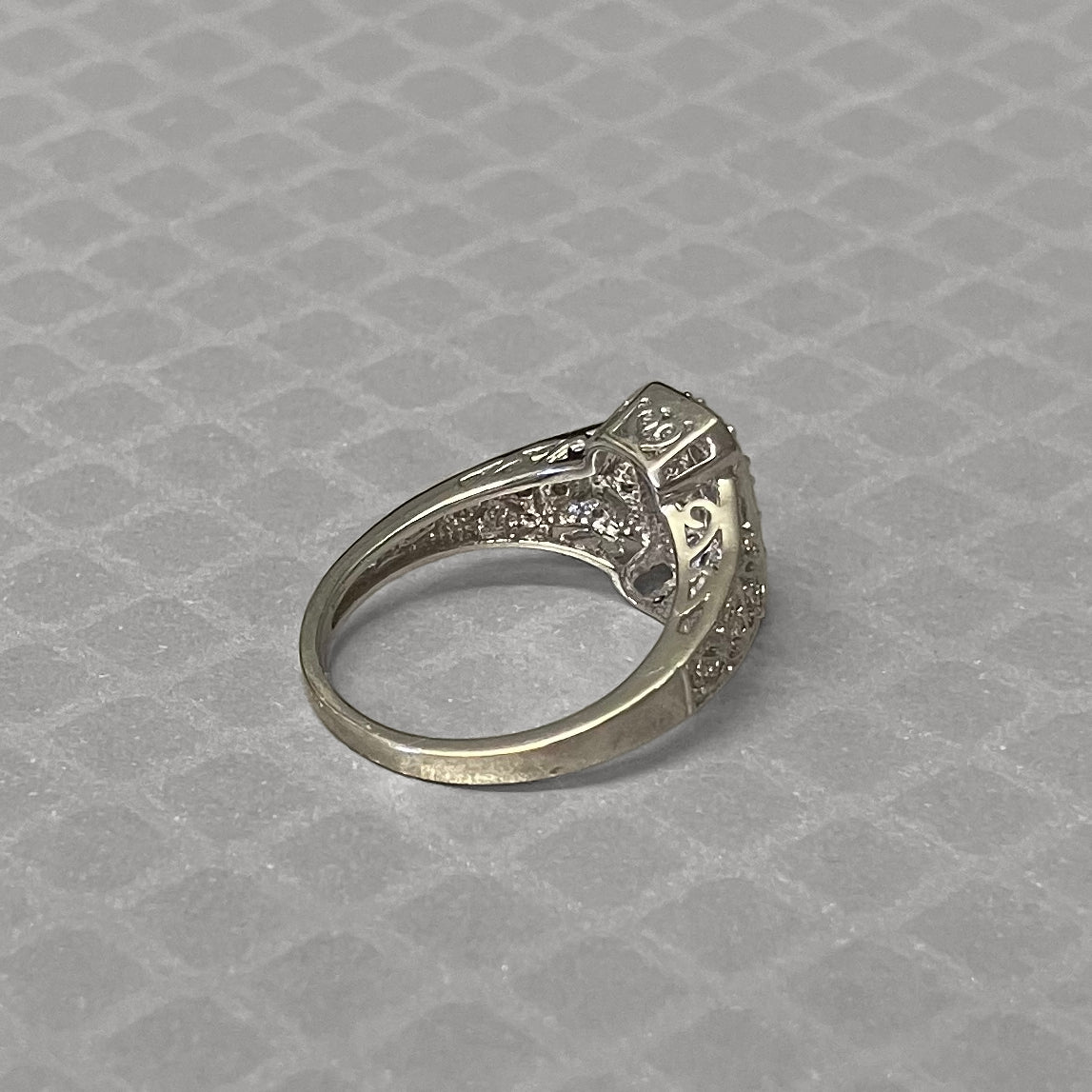 Preowned White Gold and Diamond Art Deco Reproduction Ring
