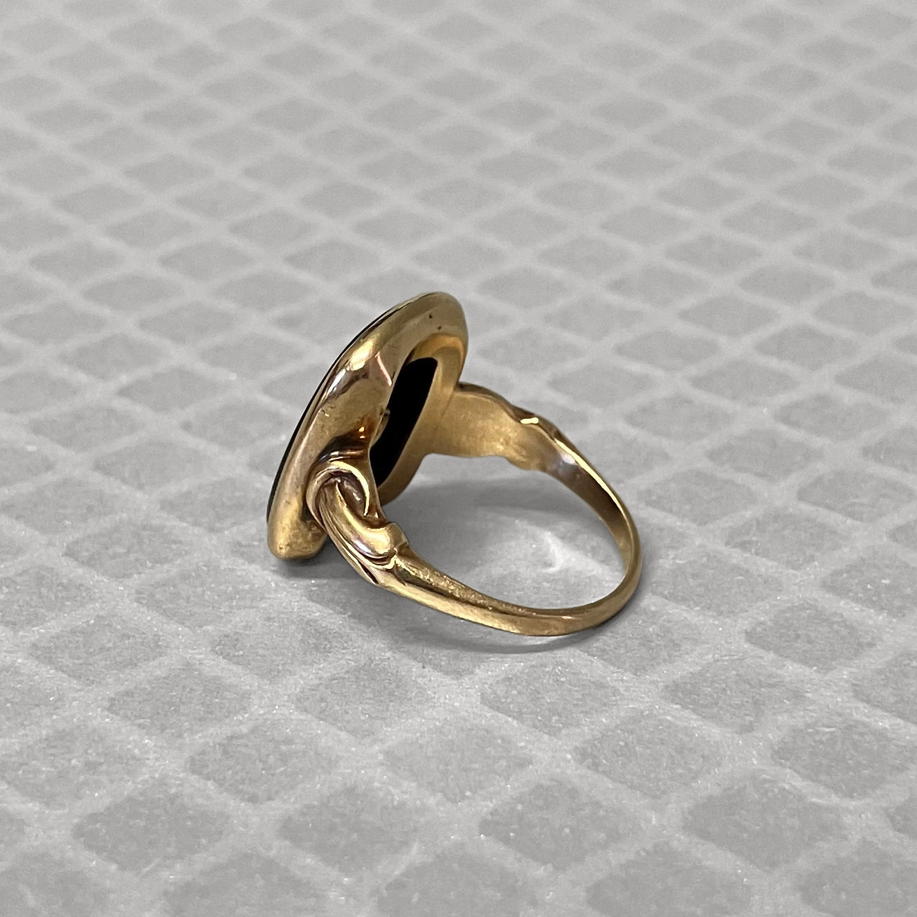 Preowned Yellow and White Gold Onyx and Diamond Ring