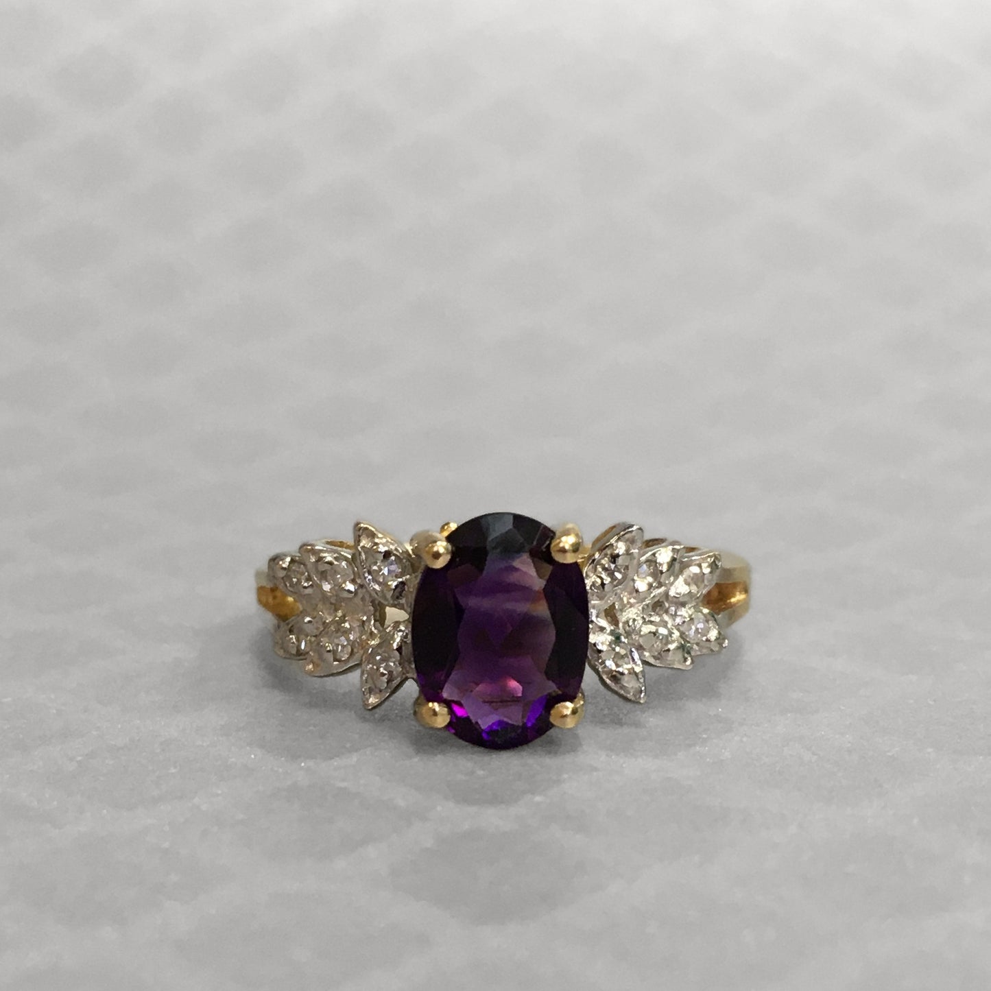 Preowned Yellow Gold Amethyst and Diamond Ring