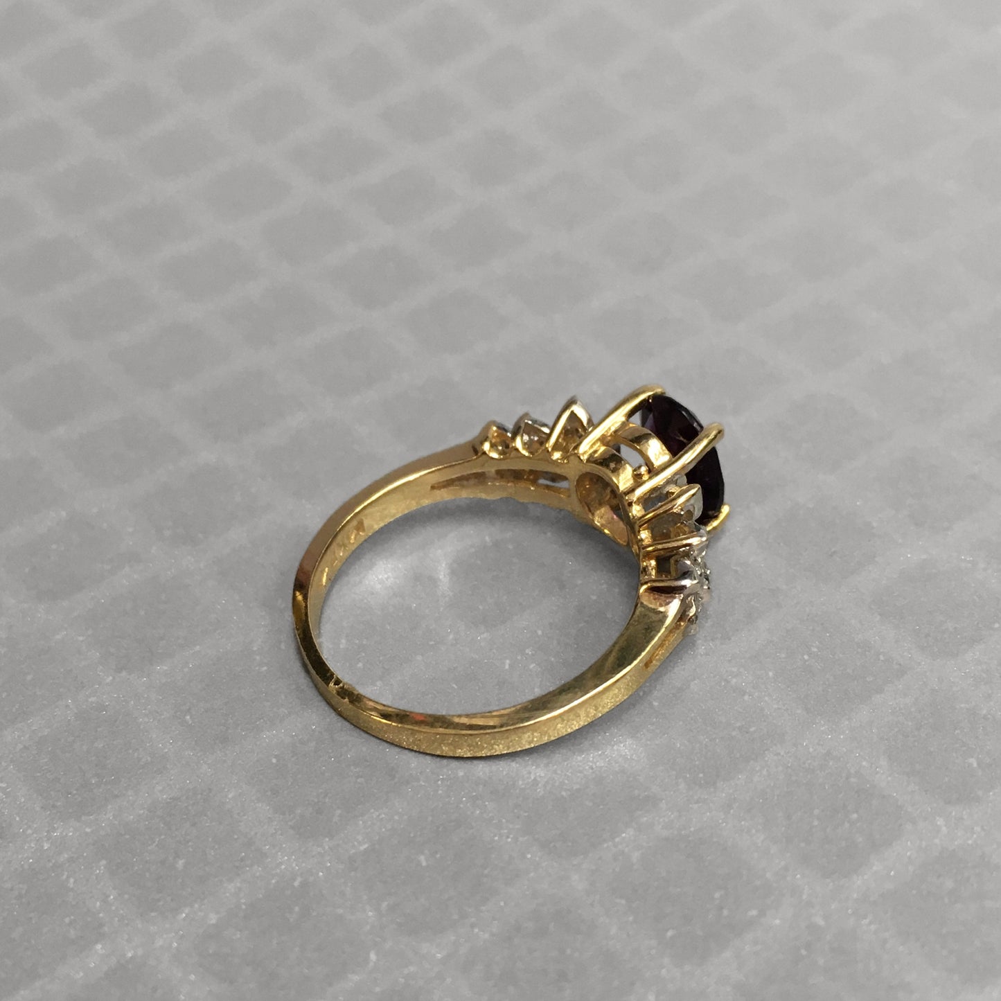 Preowned Yellow Gold Amethyst and Diamond Ring
