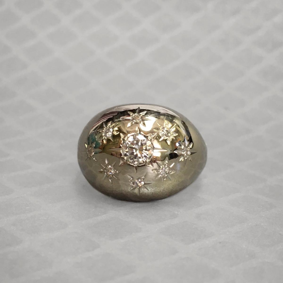 Preowned White Gold and Diamond Star Set Dome Ring