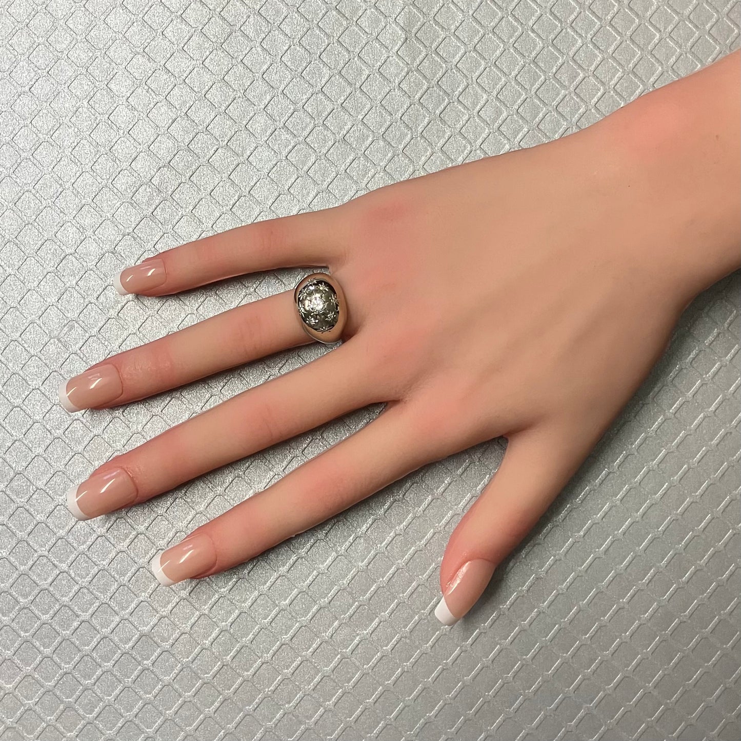 Preowned White Gold and Diamond Star Set Dome Ring