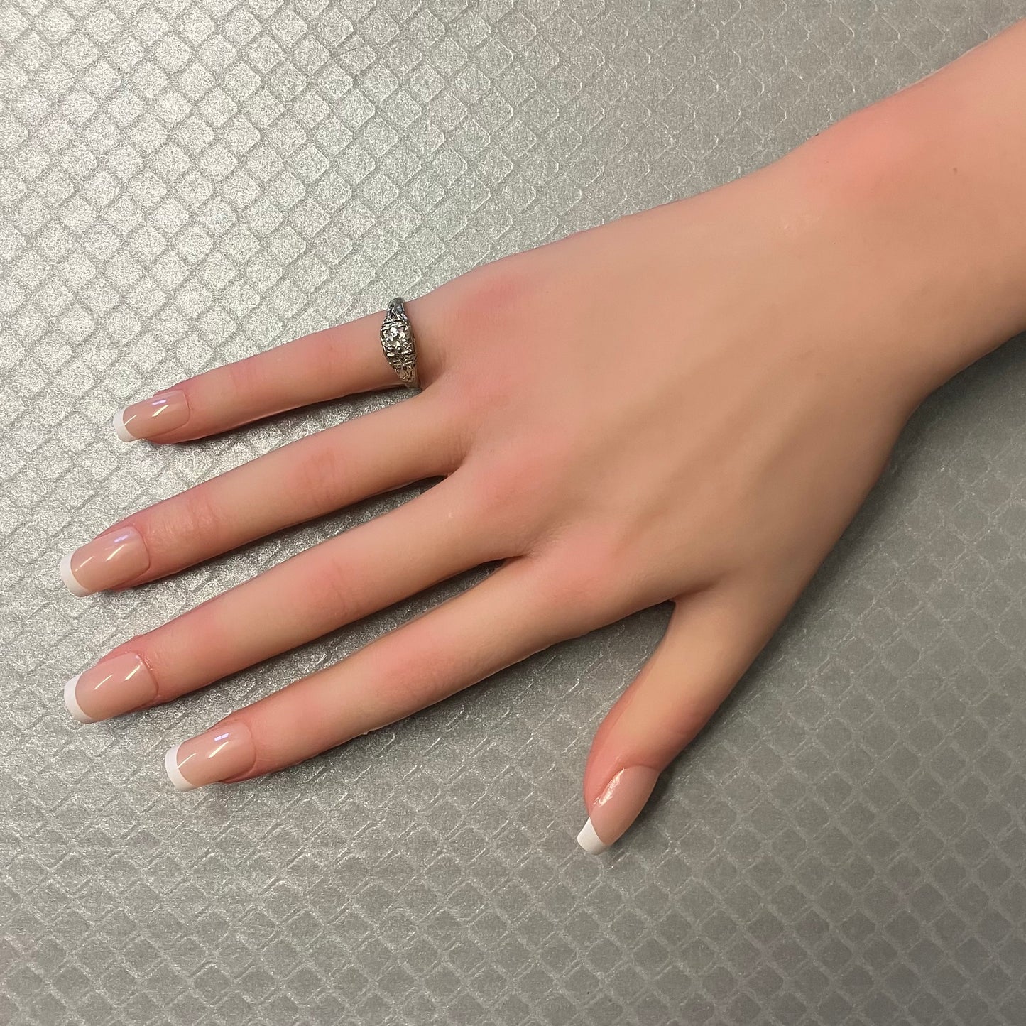 Preowned White Gold and Transition Cut Diamond Engagement Ring