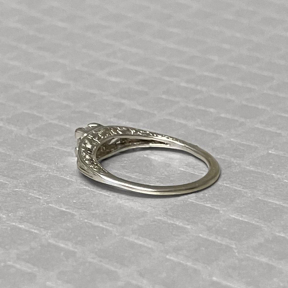 Preowned White Gold and Transition Cut Diamond Cut-Out Ring