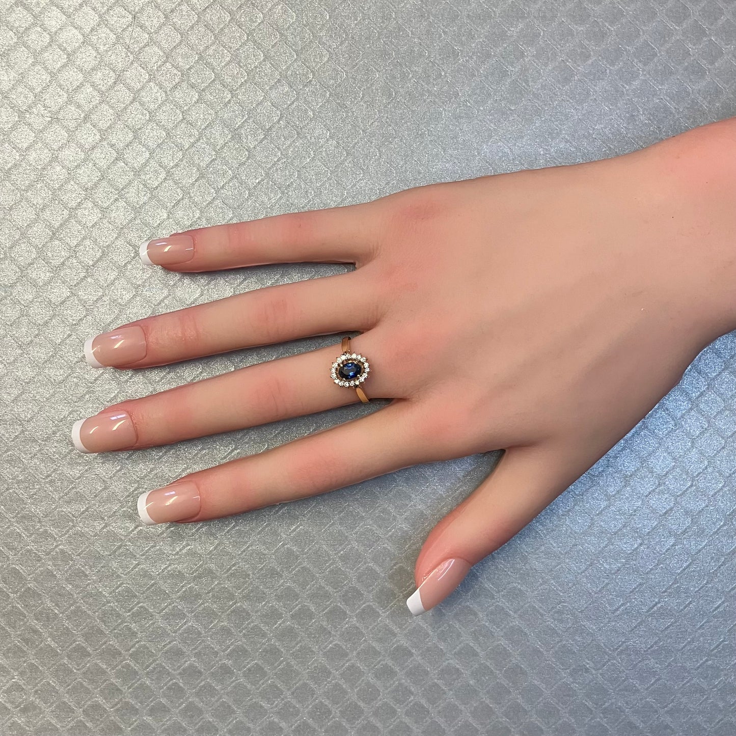 Preowned Yellow Gold Oval Blue Sapphire and Diamond Ring