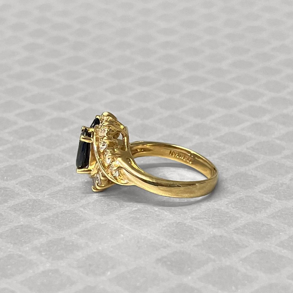 Preowned Yellow Gold Oval and Marquise Blue Sapphire and Diamond Ring