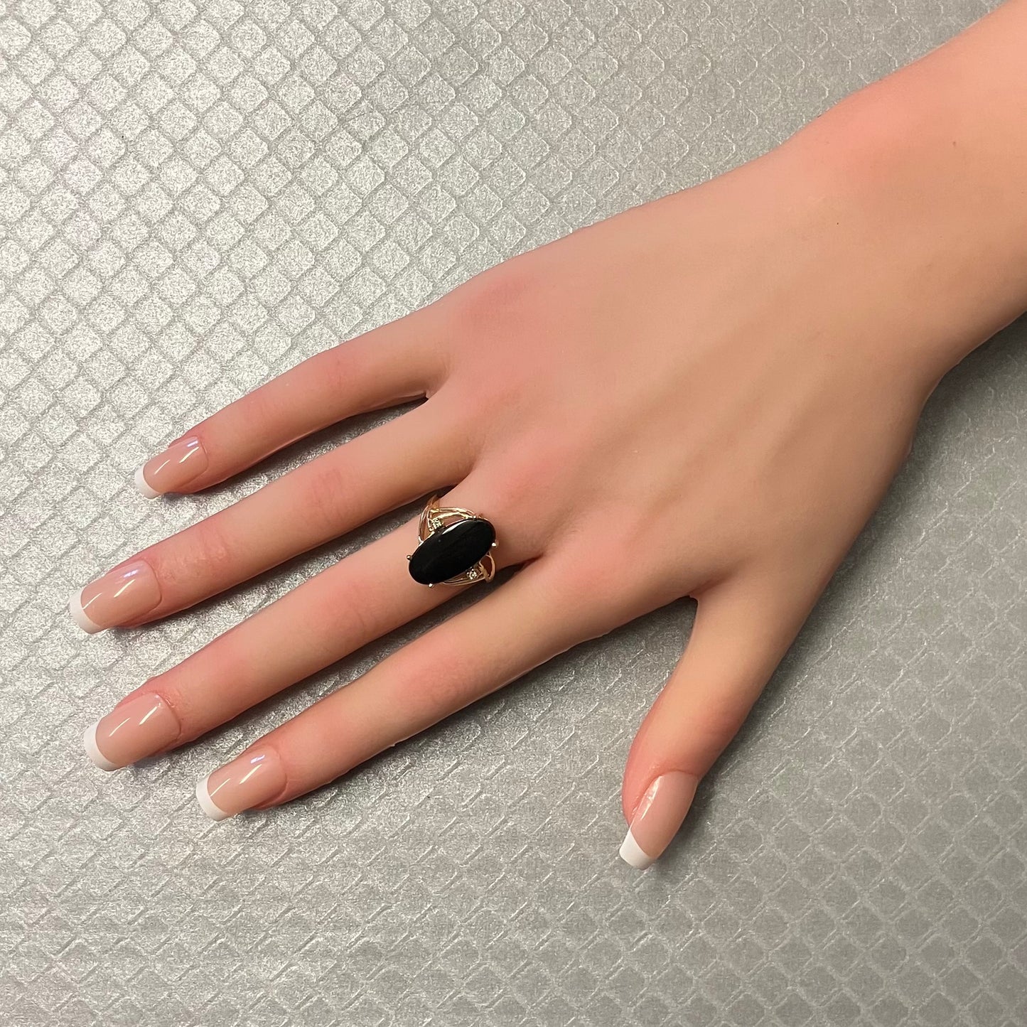 Preowned Yellow Gold Onyx and Diamond Ring