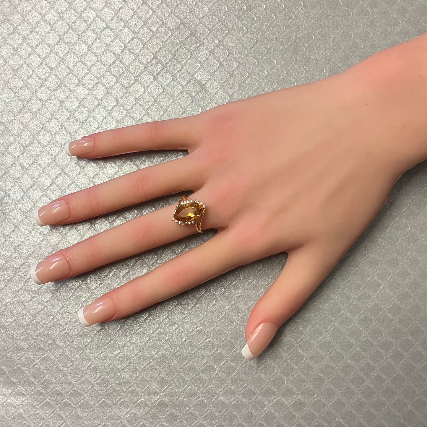 Preowned Yellow Gold Marquise Citrine and Diamond Ring