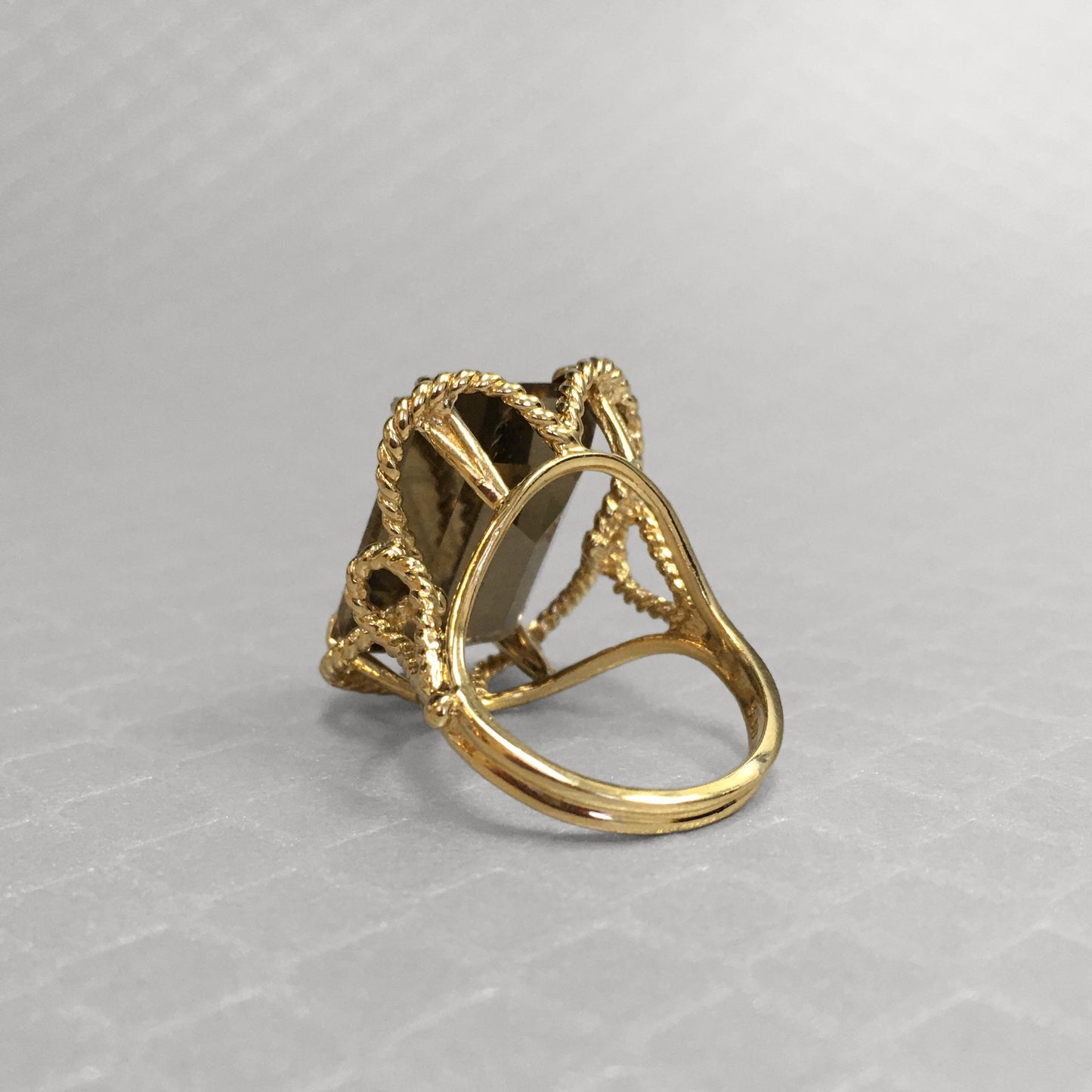 Preowned Yellow Gold and Smokey Quartz Ring