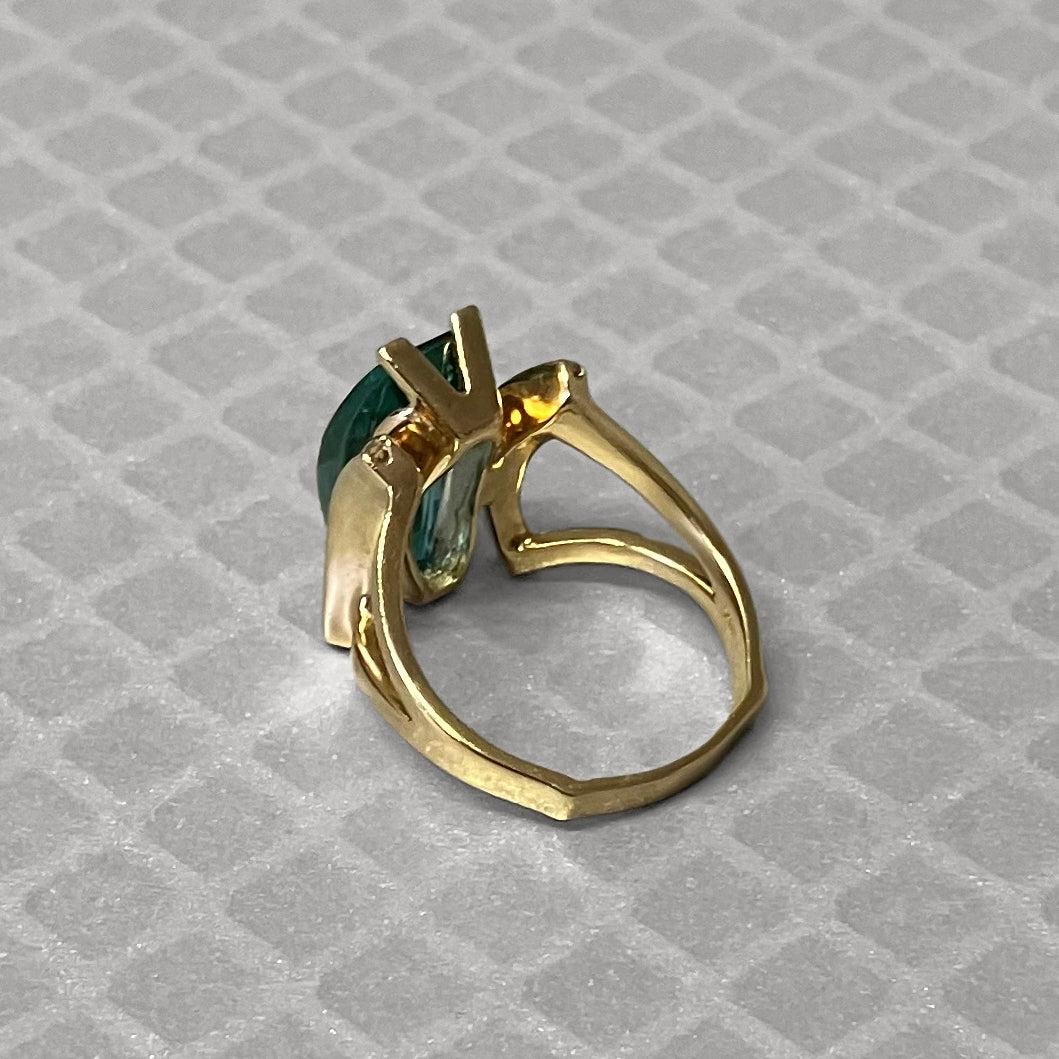 Preowned Yellow Gold Synthetic Blue Spinel and Diamond Ring