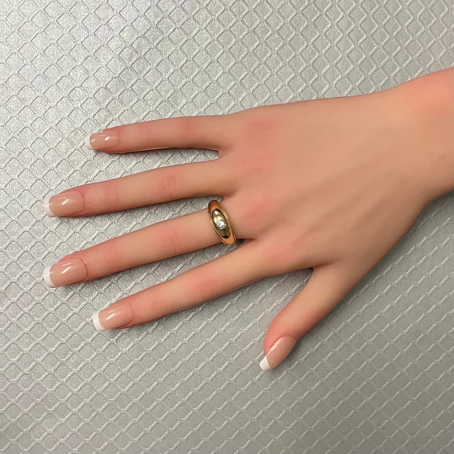 Preowned Yellow Gold and Transition Cut Diamond Dome Ring