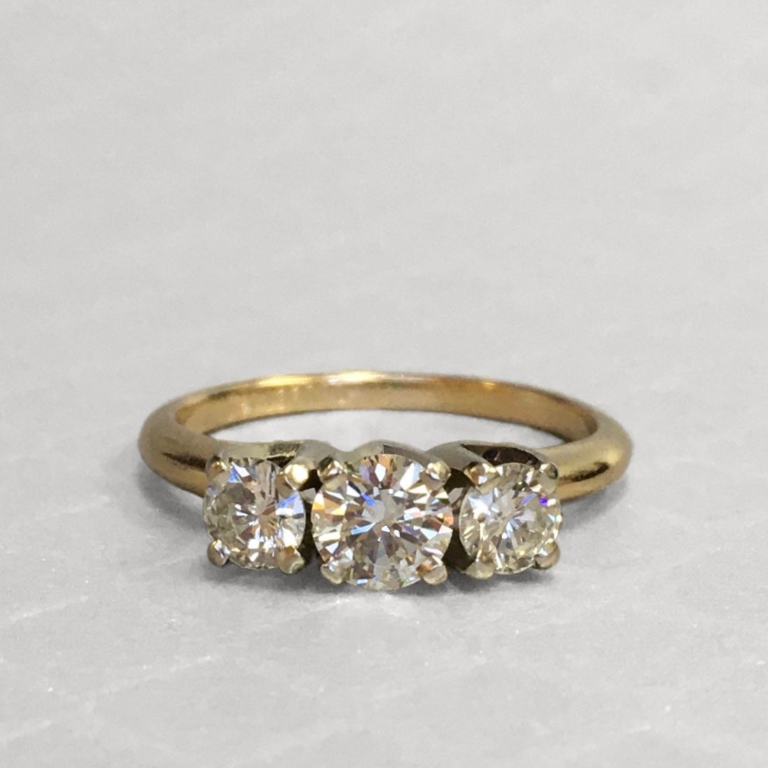 Preowned Yellow Gold and Three Stone Diamond Ring