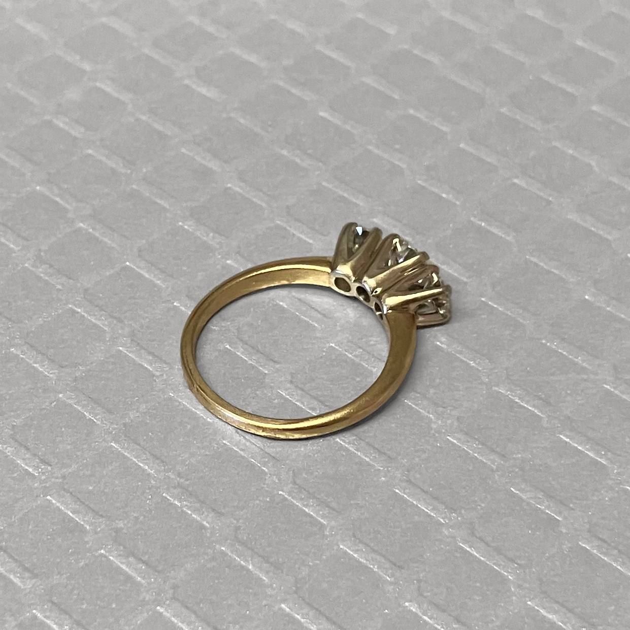 Preowned Yellow Gold and Three Stone Diamond Ring