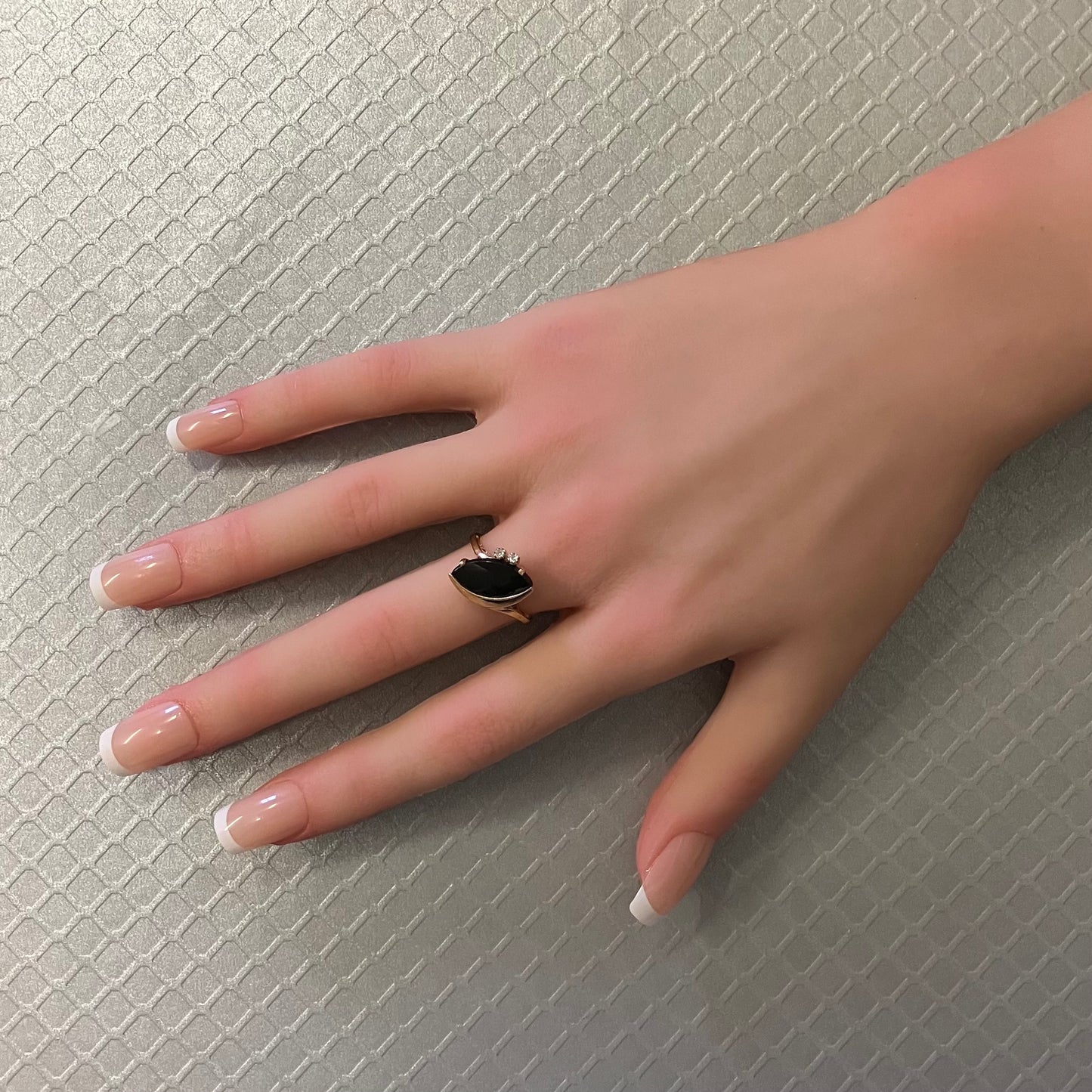 Preowned Yellow Gold Onyx and Diamond Ring