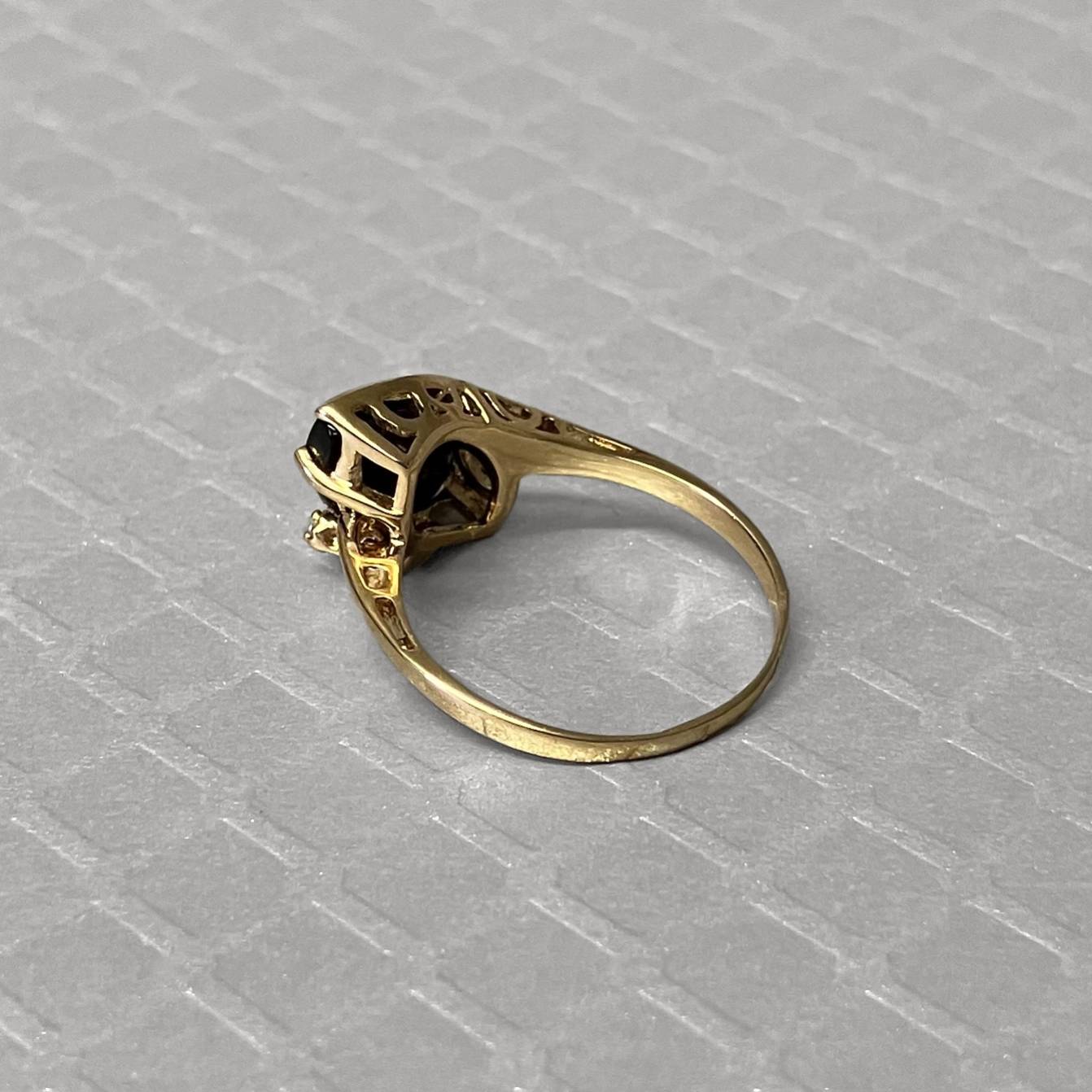Preowned Yellow Gold Onyx and Diamond Ring