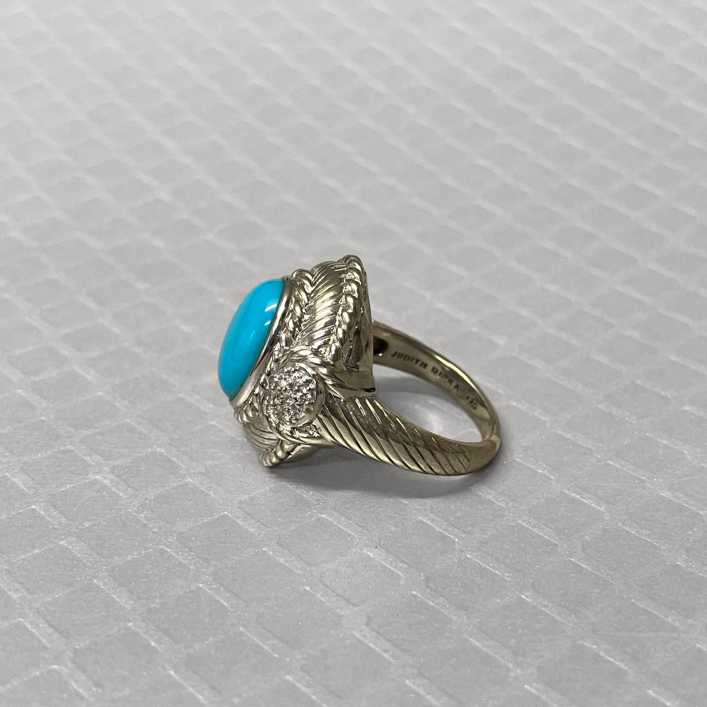 Preowned Sterling Silver Turquoise and Cubic Zirconia Judith Ripka Ring