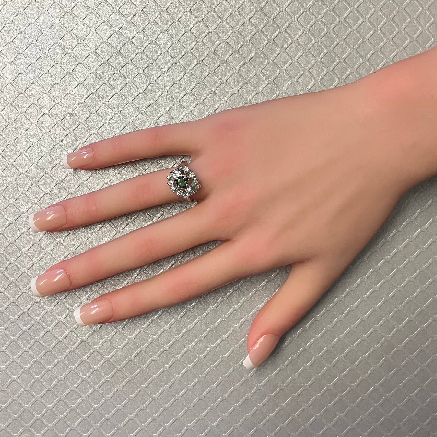 Preowned Platinum and Green Tourmaline Ring