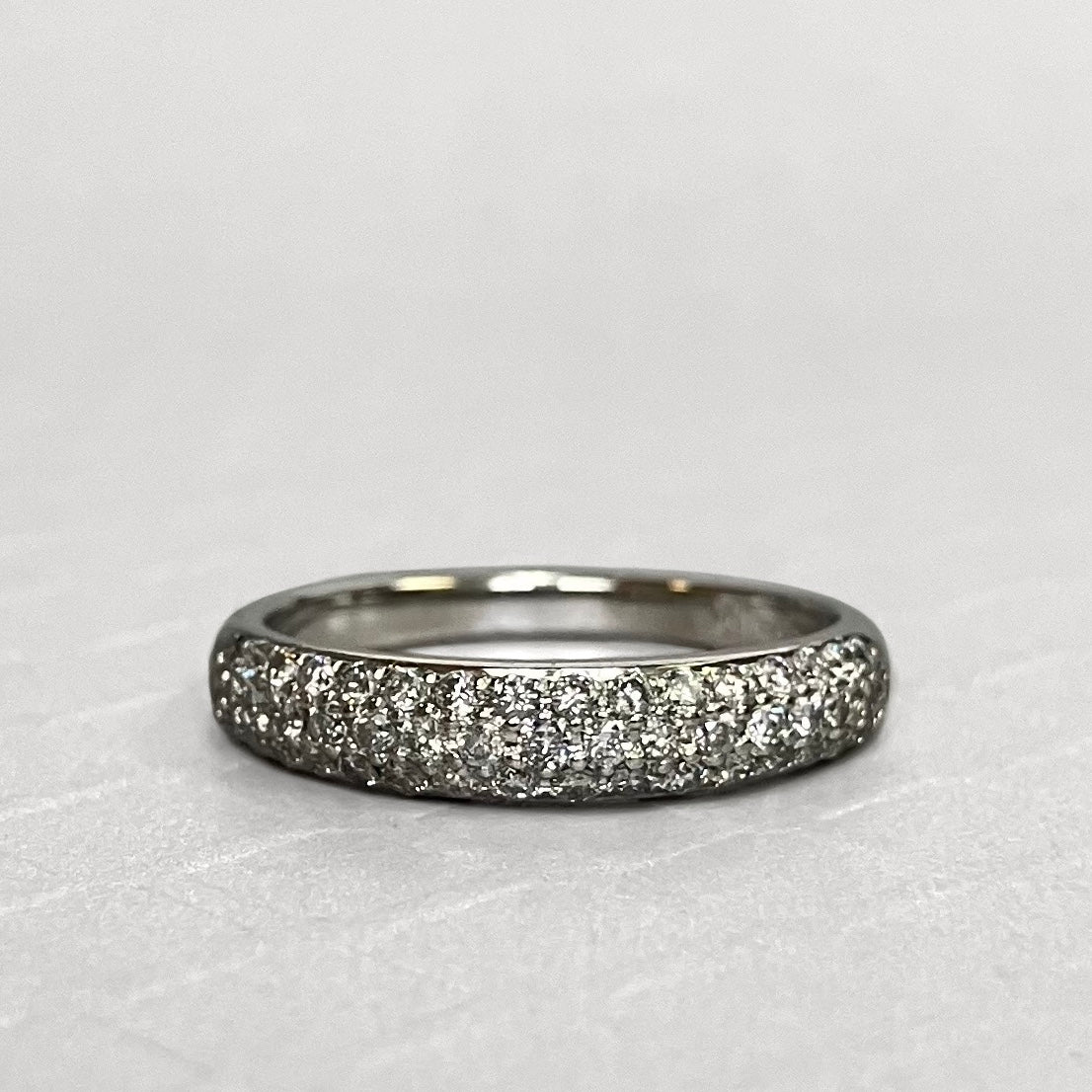 Preowned White Gold and Diamond Three Row Band
