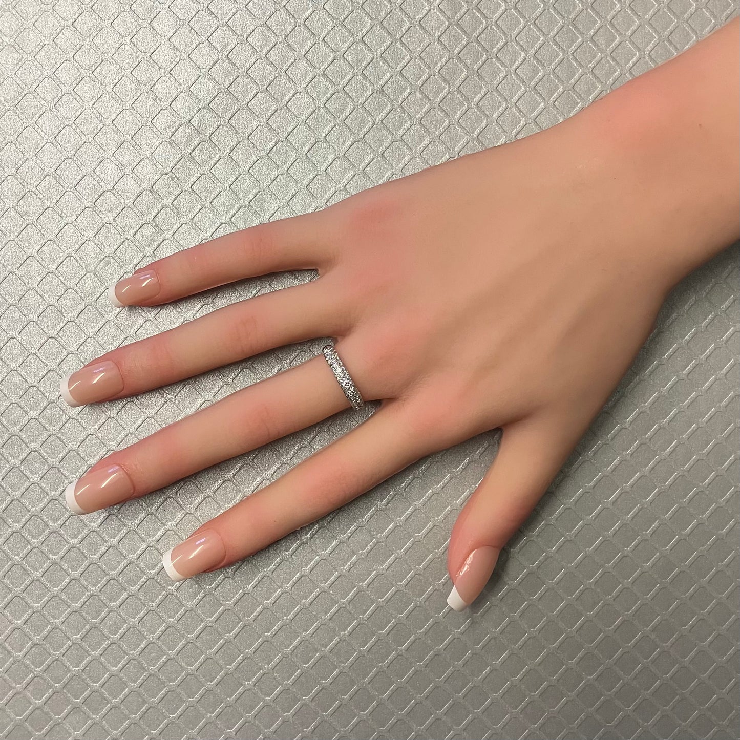 Preowned White Gold and Diamond Three Row Band