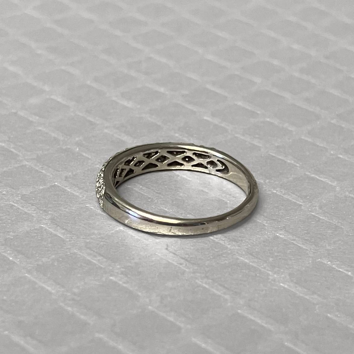 Preowned White Gold and Diamond Three Row Band