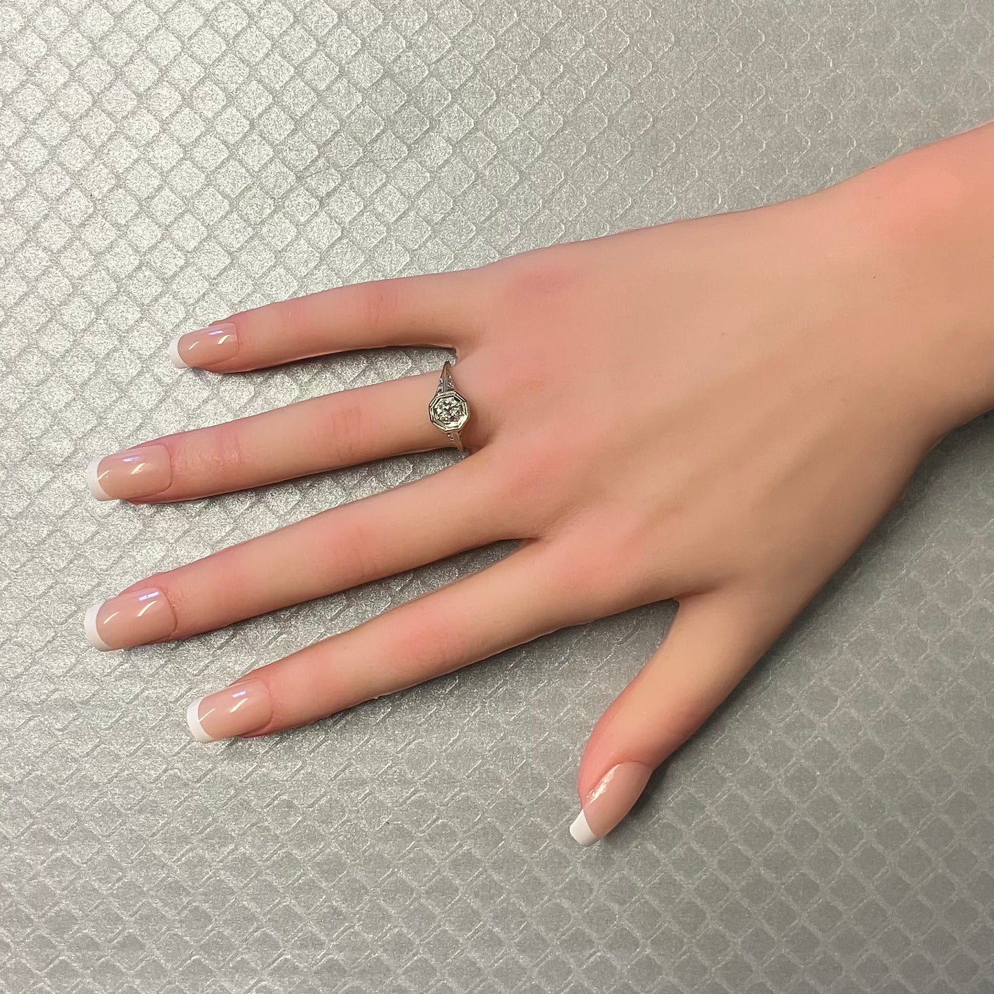 Preowned White Gold and Old European Cut Diamond Ring