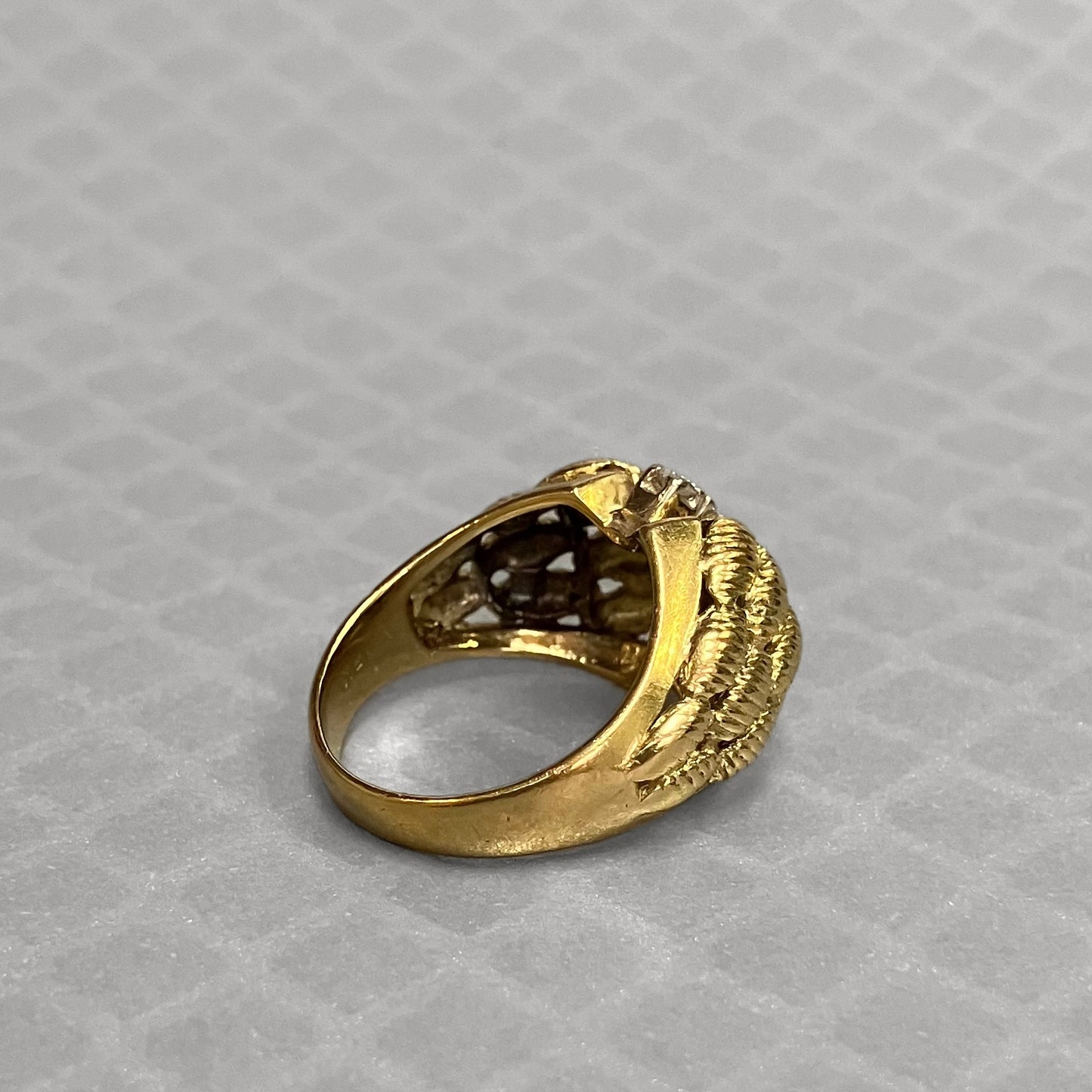 Preowned Yellow Gold and Diamond Textured Dome Ring