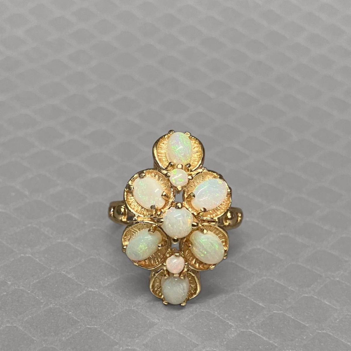 Preowned Yellow Gold and Opal Cluster Ring