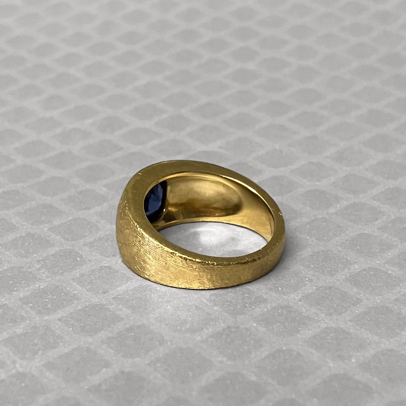 Preowned Yellow Gold and Oval Blue Sapphire Textured Ring