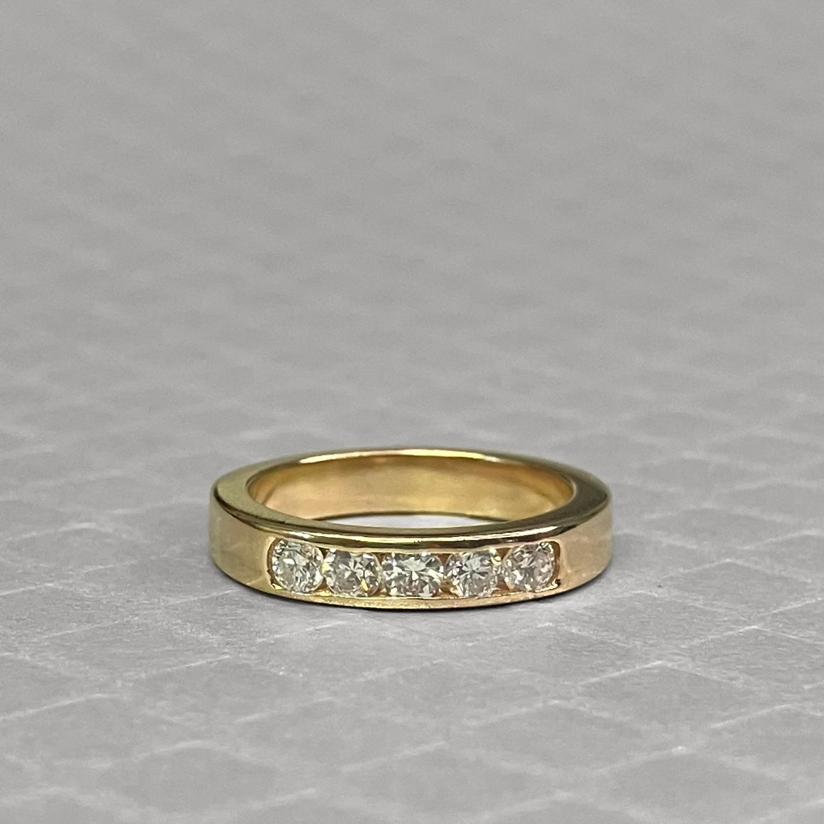 Preowned Yellow Gold and Five Diamond Channel Set Ring