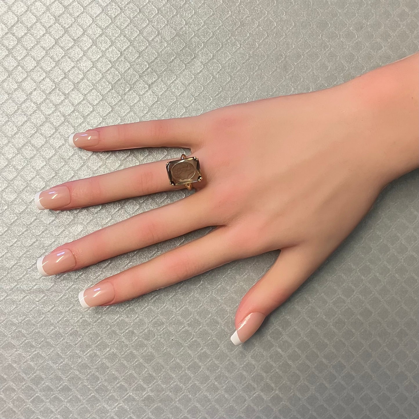 Preowned Yellow Gold and Smoky Quartz Cameo Ring