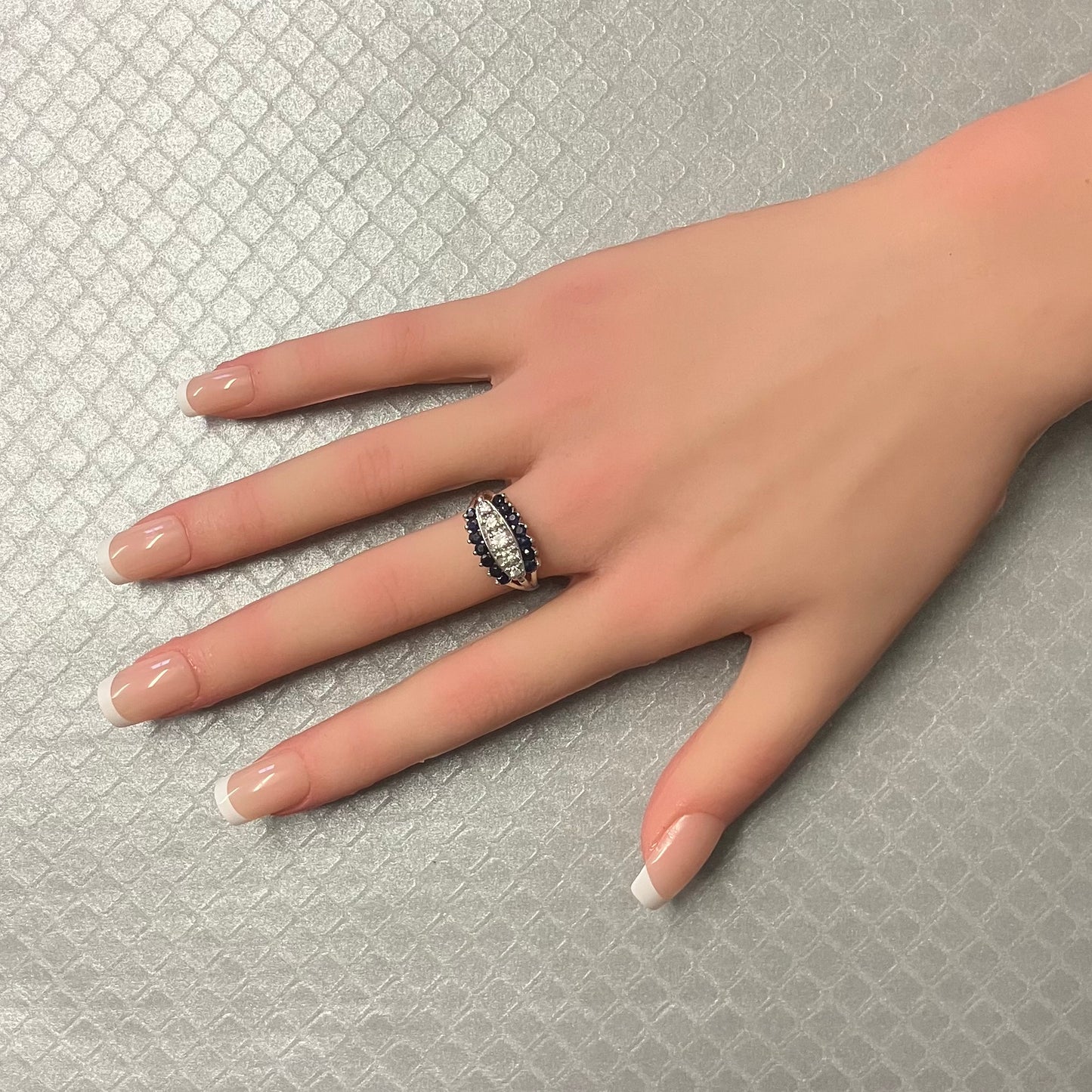 Preowned White Gold Blue Sapphire and Diamond Ring