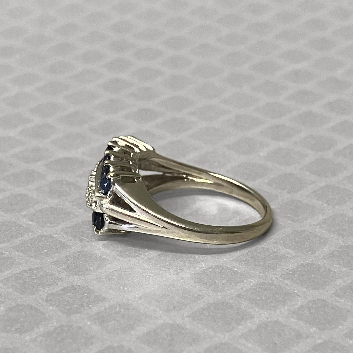 Preowned White Gold Blue Sapphire and Diamond Ring