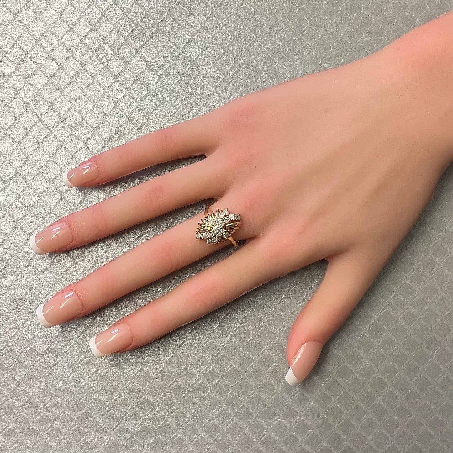 Preowned Yellow Gold and Diamond Cluster Dress Ring