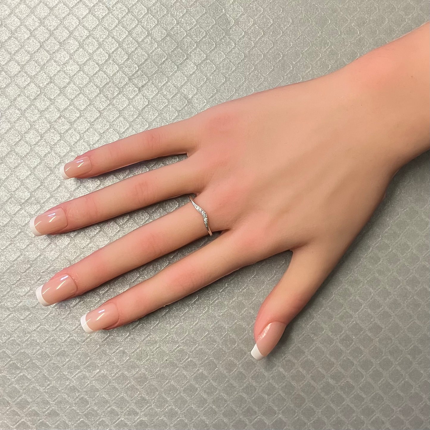 Preowned White Gold and Diamond Millgrain Curved Ring