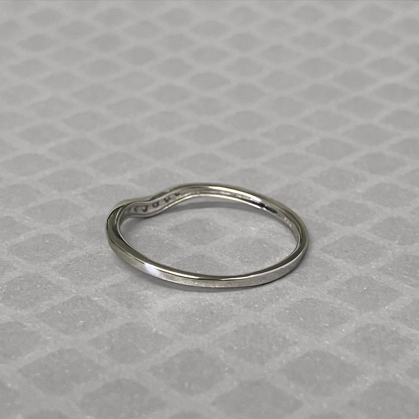 Preowned White Gold and Diamond Millgrain Curved Ring