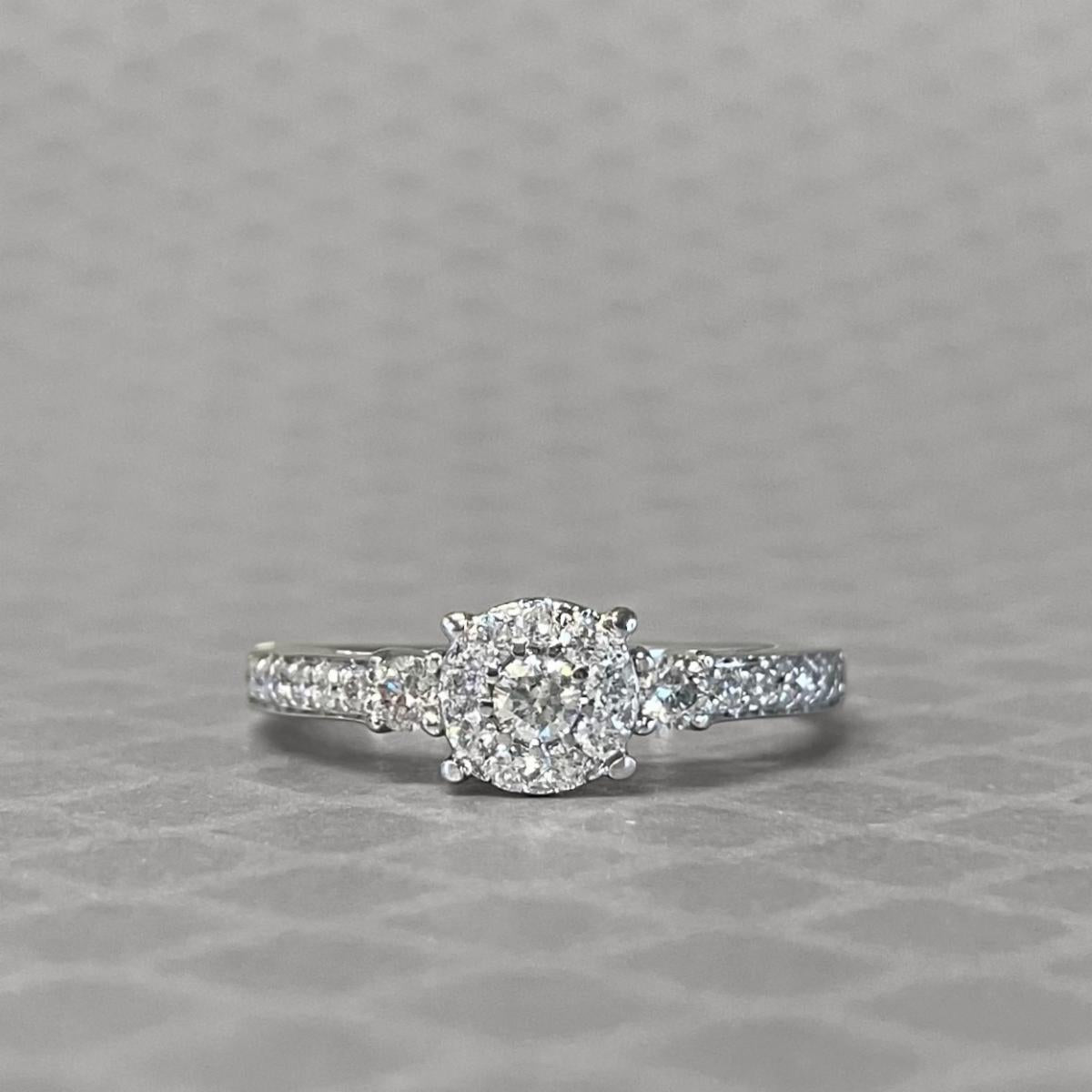 Preowned White Gold and Diamond Cluster Ring