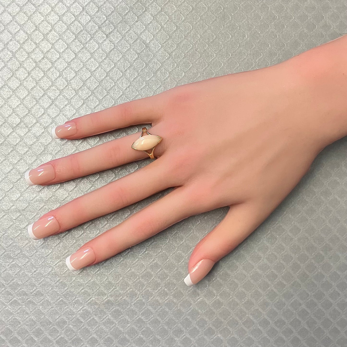 Preowned Yellow Gold and Navette Coral Ring