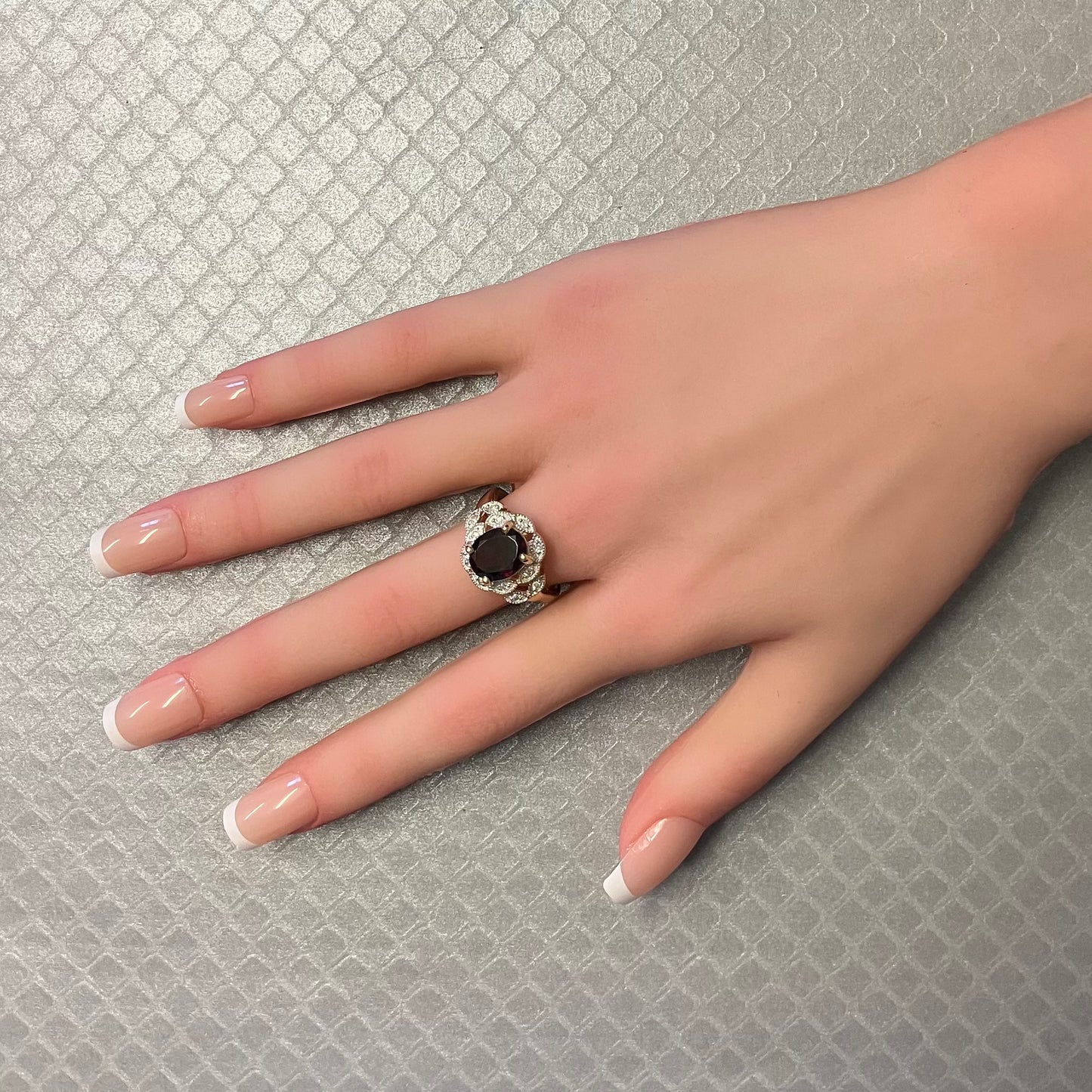 Preowned Yellow Gold Garnet and Diamond Ring