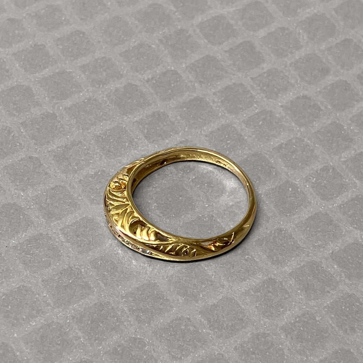 Preowned Yellow Gold and Diamond Domed Scroll Band