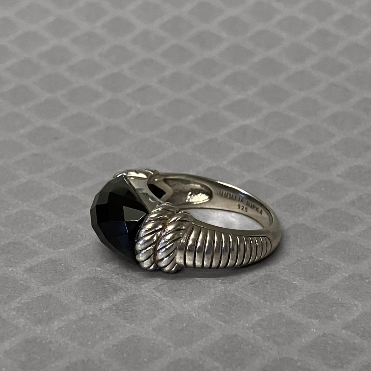 Preowned Sterling Silver and Onyx Judith Ripka Ring