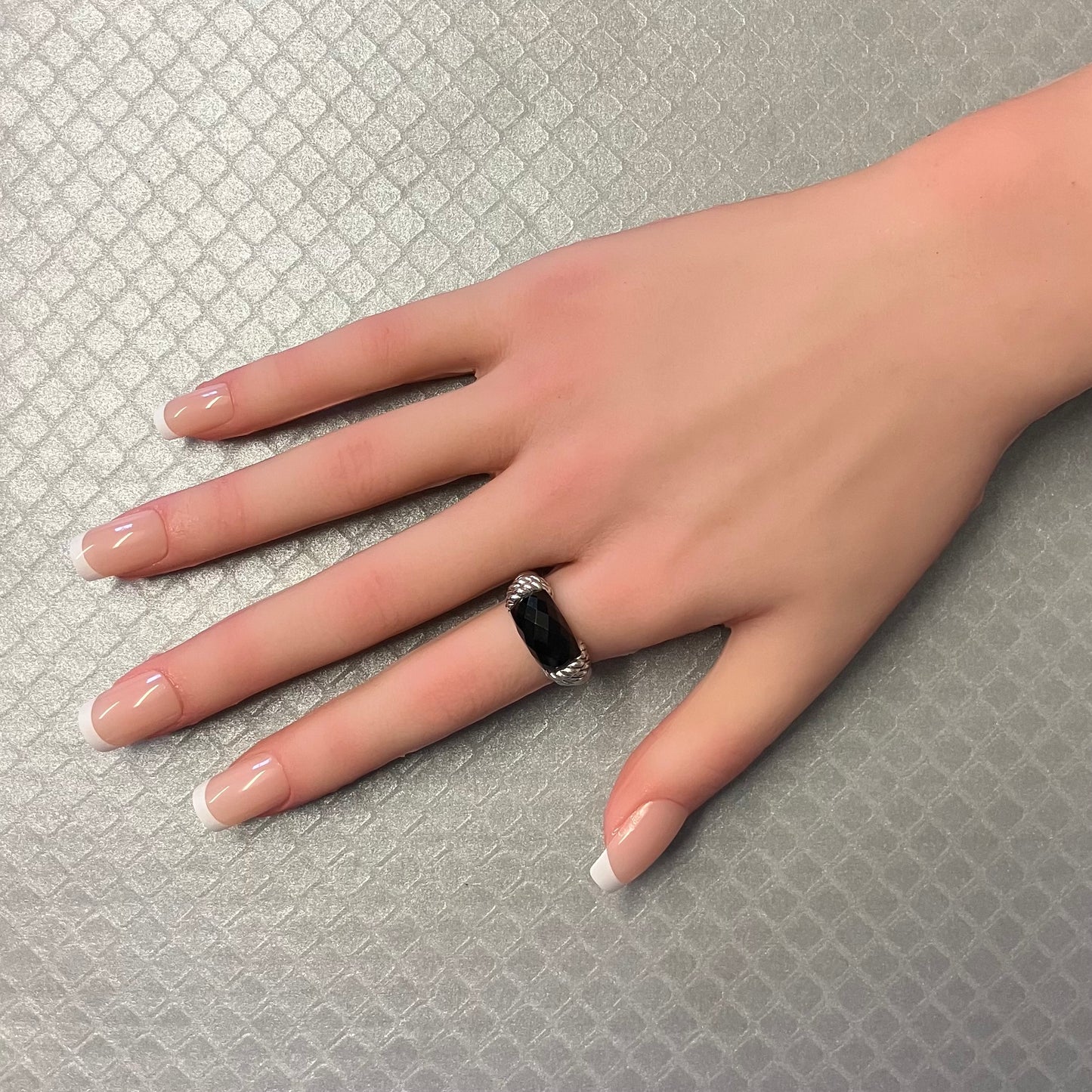 Preowned Sterling Silver and Onyx Judith Ripka Ring