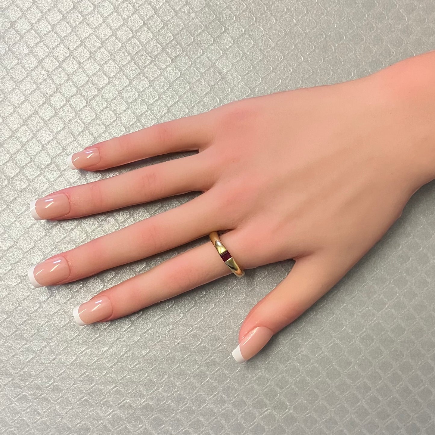 Preowned Yellow Gold and Square Ruby Rounded Band Ring