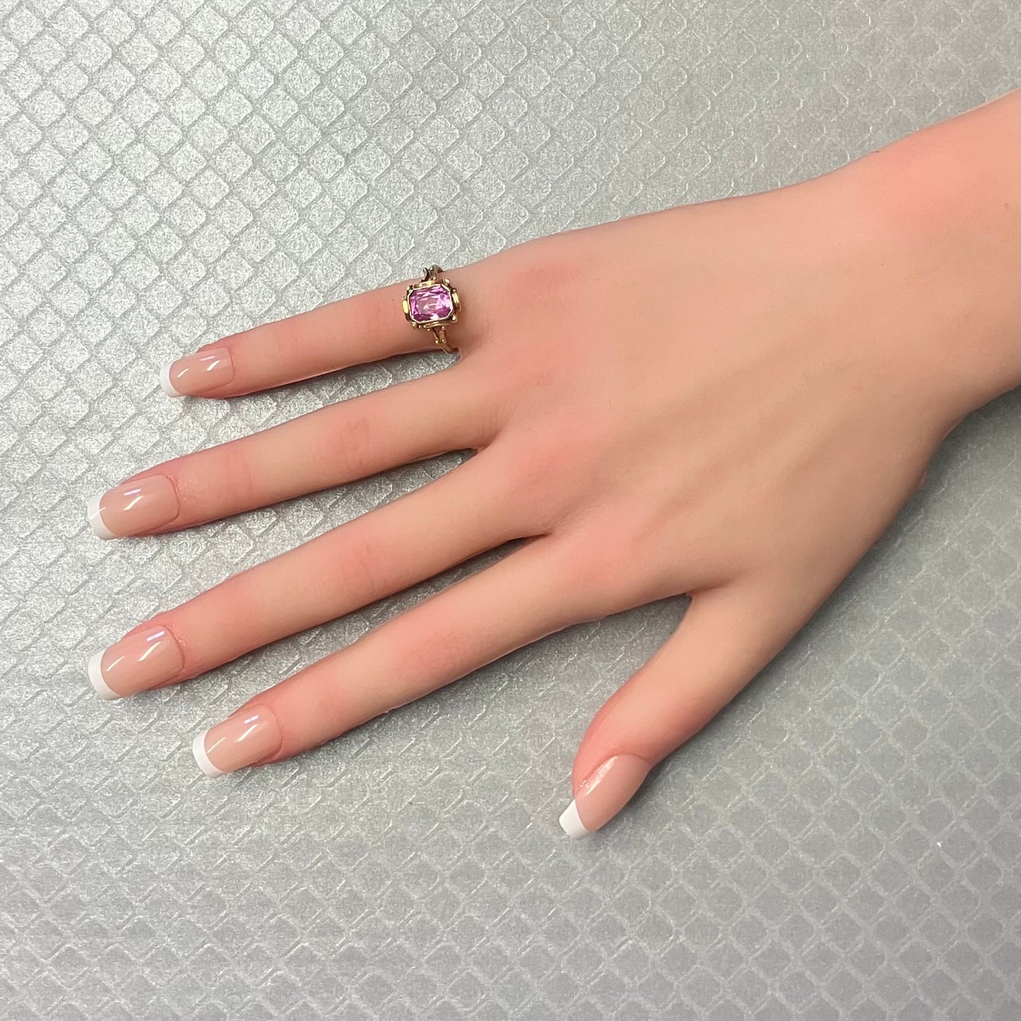 Preowned Yellow Gold and Synthetic Pink Sapphire Ring